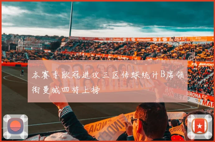 本赛季欧冠进攻三区传球统计B席领衔曼城四将上榜